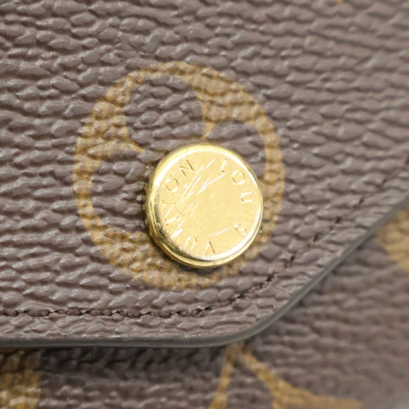 棕色 原花 PVC塗層帆布 Sarah 扣式長夾【LOUIS VUITTON LV 路易威登】 M62235-6