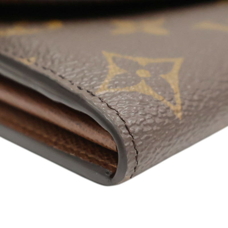 棕色 原花 PVC塗層帆布 Sarah 扣式長夾【LOUIS VUITTON LV 路易威登】 M62235-9