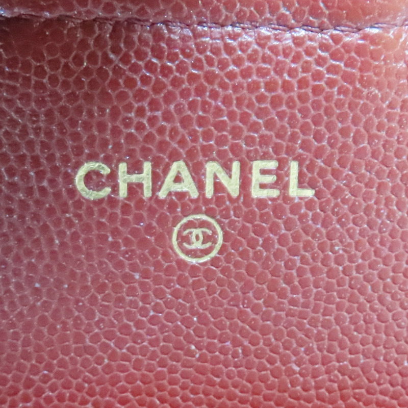 磚紅色 菱格紋 荔枝牛皮 Matelasse 扣式中夾 金釦【CHANEL 香奈兒】-3