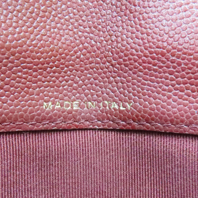 磚紅色 菱格紋 荔枝牛皮 Matelasse 扣式中夾 金釦【CHANEL 香奈兒】-4