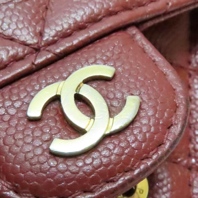 磚紅色 菱格紋 荔枝牛皮 Matelasse 扣式中夾 金釦【CHANEL 香奈兒】-6