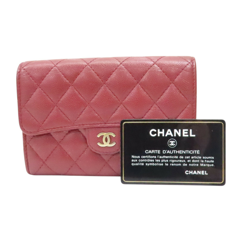磚紅色 菱格紋 荔枝牛皮 Matelasse 扣式中夾 金釦【CHANEL 香奈兒】-7