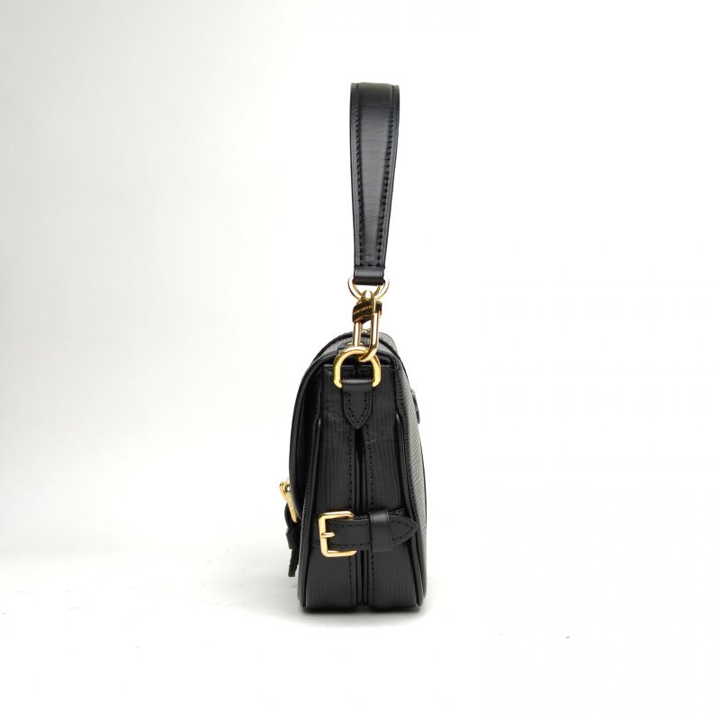 LOUIS VUITTON 黑色EPI水波紋牛皮晶片Saumur雙子星小號肩背包-3