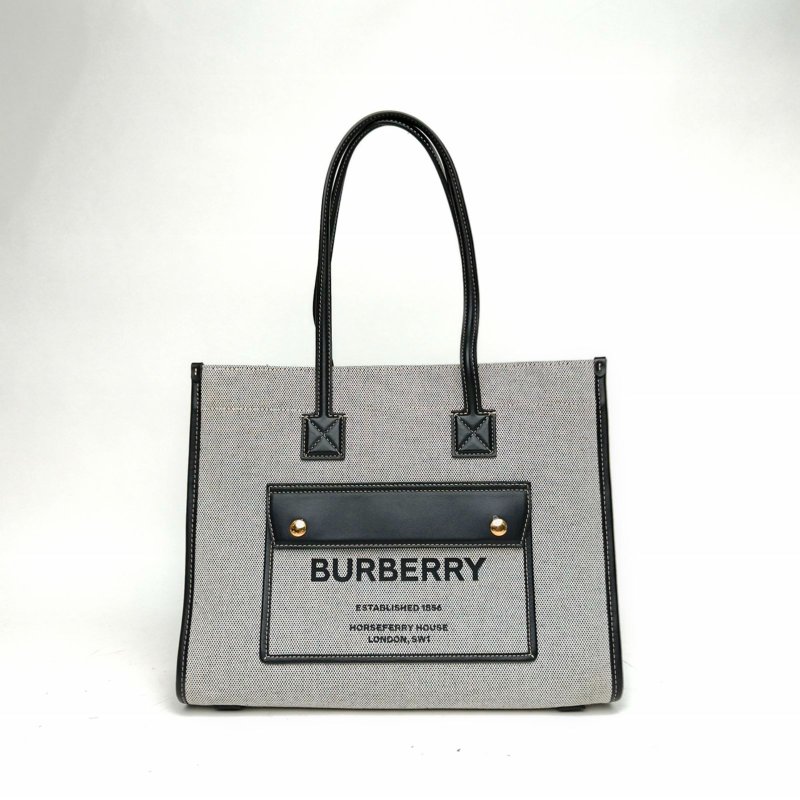 Burberry Freya中號拼色牛皮/帆布肩背包-0