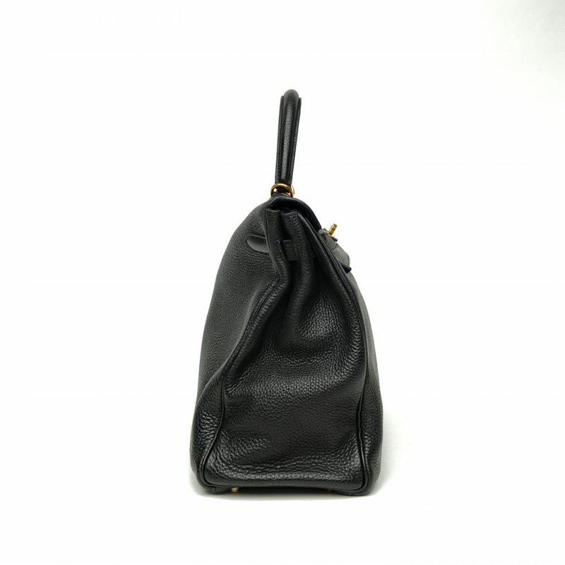 HERMES Kelly35黑色Togo皮框Q金扣肩背包-1