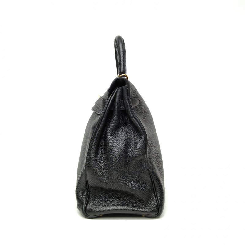 HERMES Kelly35黑色Togo皮框Q金扣肩背包-3
