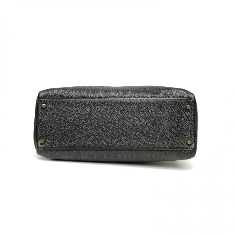 HERMES Kelly35黑色Togo皮框Q金扣肩背包-4