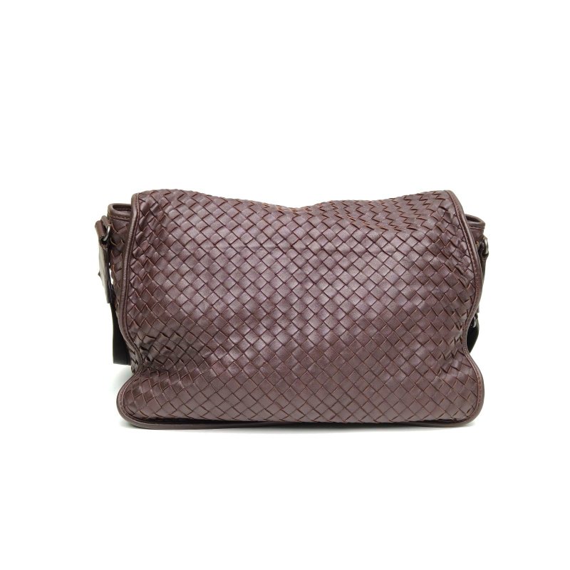 BOTTEGA VENETA 烏木色羊皮經典編織雙眼郵差包肩背包-2