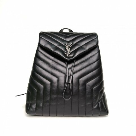 SAINT LAURENT 黑色牛皮Y縫LOULOU雙肩包肩背包