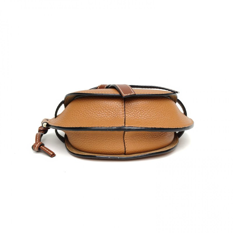 LOEWE Gate馬鞍斜跨包MINI棕色牛皮肩背包-4