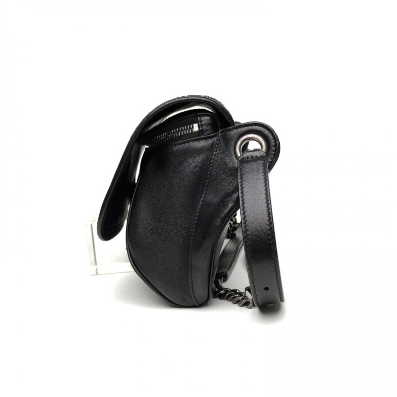 SAINT LAURENT 黑色羊皮銀扣NikiBodybag鉚釘款肩背包-1