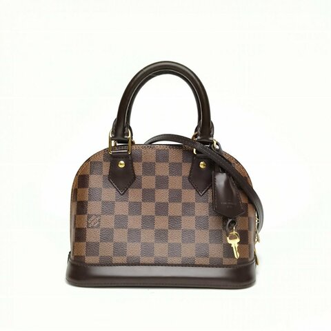 LOUIS VUITTON ALMA貝殼包BB23.5棕色棋盤格PVC晶片肩背包