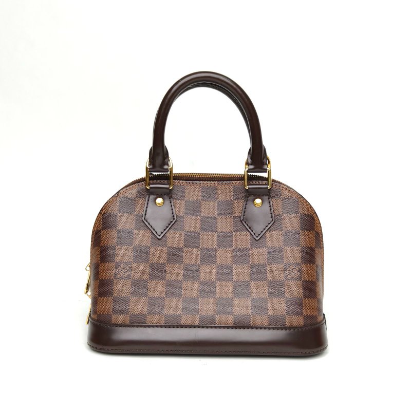 LOUIS VUITTON ALMA貝殼包BB23.5棕色棋盤格PVC晶片肩背包-2