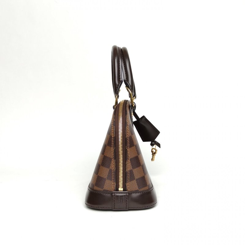 LOUIS VUITTON ALMA貝殼包BB23.5棕色棋盤格PVC晶片肩背包-3