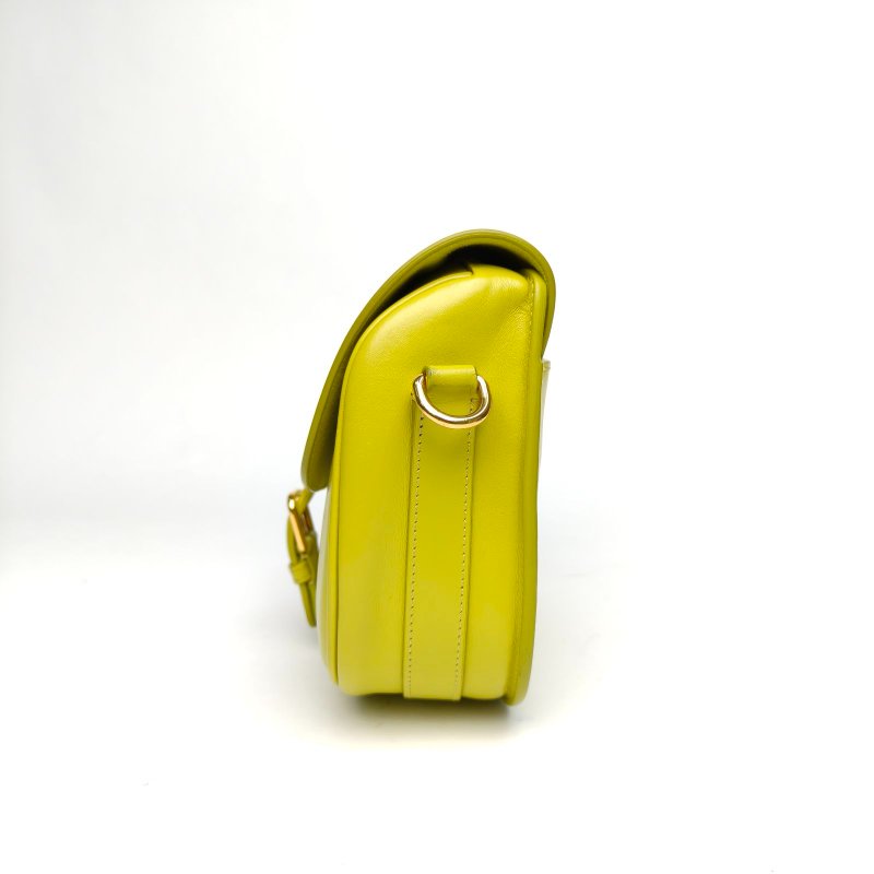 DIOR DiorBobby中號22黃色牛皮金扣肩背包-1