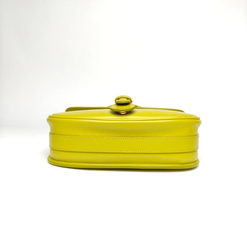 DIOR DiorBobby中號22黃色牛皮金扣肩背包-4