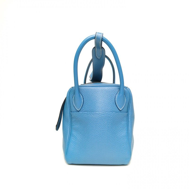 HERMES Lindy30牛仔藍TC皮框Q銀扣肩背包-1