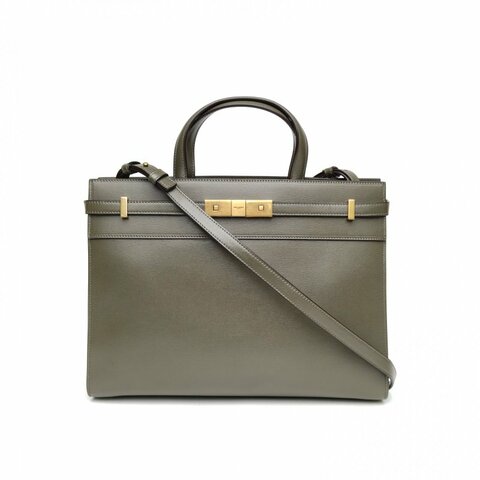 SAINT LAURENT 綠色牛皮金扣MANHATTANBOX曼哈頓大號肩背包