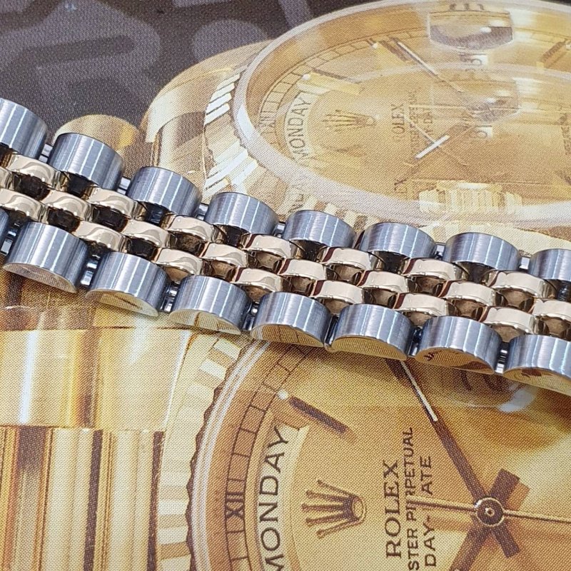 【大眾名錶】ROLEX勞力士 69173 Datejust 蠔式女錶 半金款 金直條紋面盤 原廠底蓋貼 大眾名錶G228-5