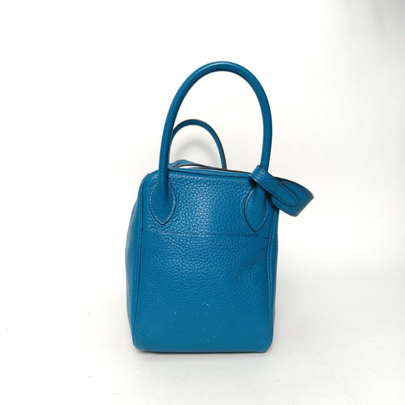 HERMES Lindy30伊茲密爾藍TC皮框Q銀扣肩背包-1