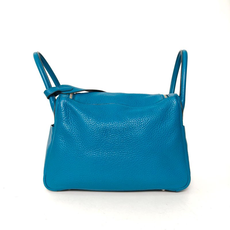 HERMES Lindy30伊茲密爾藍TC皮框Q銀扣肩背包-2