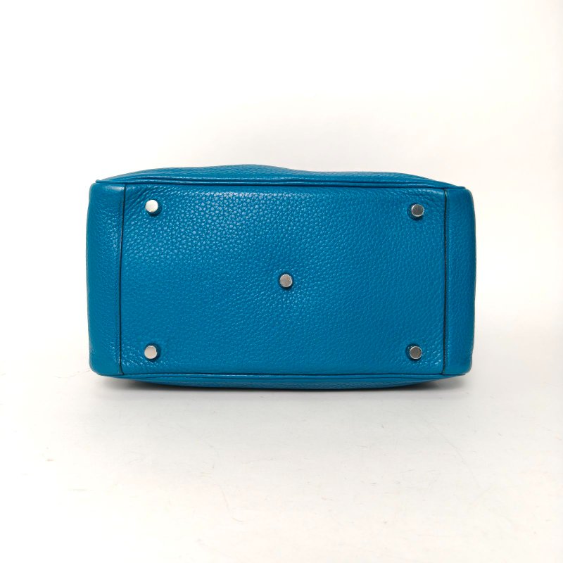 HERMES Lindy30伊茲密爾藍TC皮框Q銀扣肩背包-4