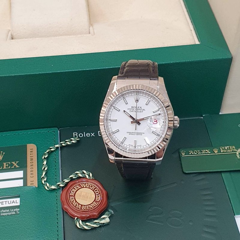 【大眾名錶】ROLEX 勞力士 116139 DateJust 蠔式日誌 18白K金 白色面盤 紅字 大眾名錶B1237-1