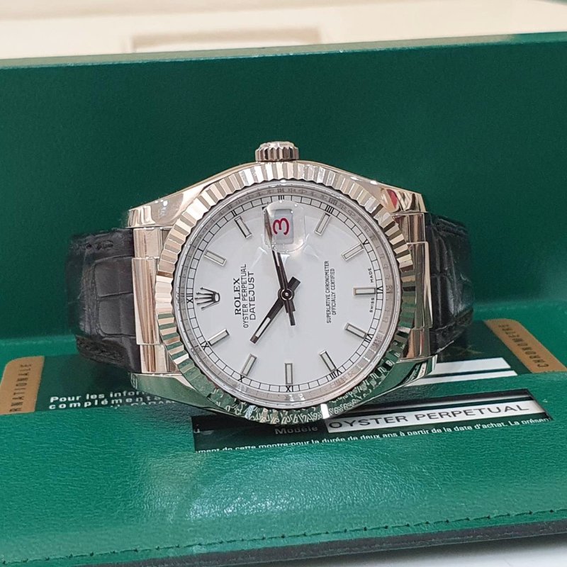 【大眾名錶】ROLEX 勞力士 116139 DateJust 蠔式日誌 18白K金 白色面盤 紅字 大眾名錶B1237-2