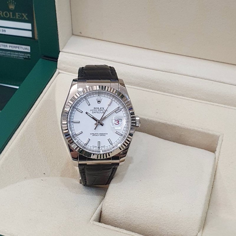 【大眾名錶】ROLEX 勞力士 116139 DateJust 蠔式日誌 18白K金 白色面盤 紅字 大眾名錶B1237-3