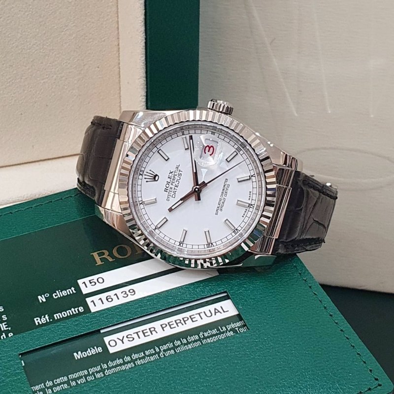 【大眾名錶】ROLEX 勞力士 116139 DateJust 蠔式日誌 18白K金 白色面盤 紅字 大眾名錶B1237-4