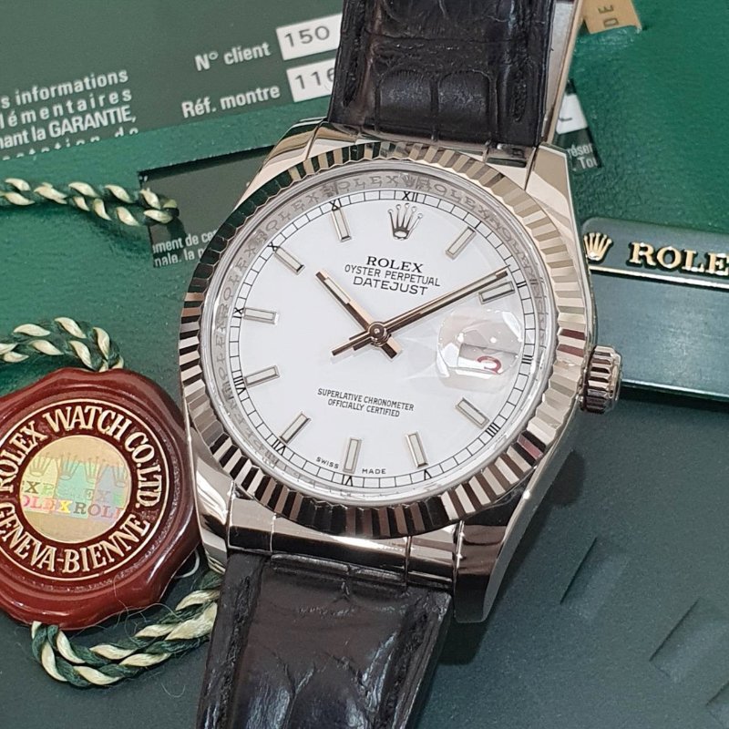 【大眾名錶】ROLEX 勞力士 116139 DateJust 蠔式日誌 18白K金 白色面盤 紅字 大眾名錶B1237-8