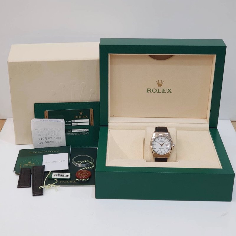 【大眾名錶】ROLEX 勞力士 116139 DateJust 蠔式日誌 18白K金 白色面盤 紅字 大眾名錶B1237-9