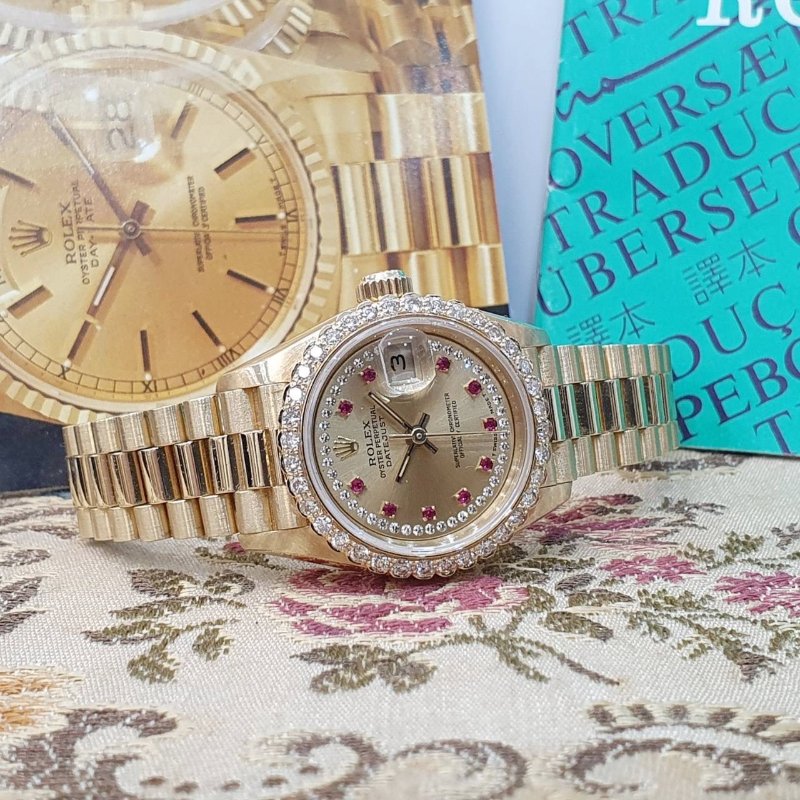 【大眾名錶】ROLEX 勞力士 69178 Datejust 蠔式女錶 18K金 紅寶多層鑽面盤 大眾名錶G229-2