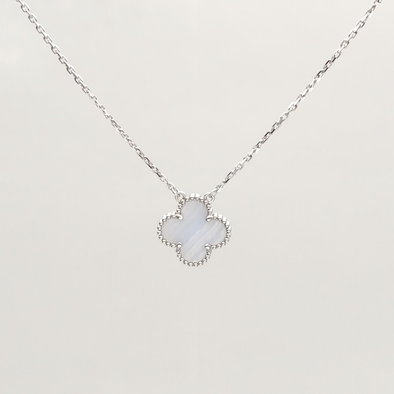 VAN CLEEF&ARPELS VintageAlhambra中號單花項鏈新扣18K白金/紫玉髓-1