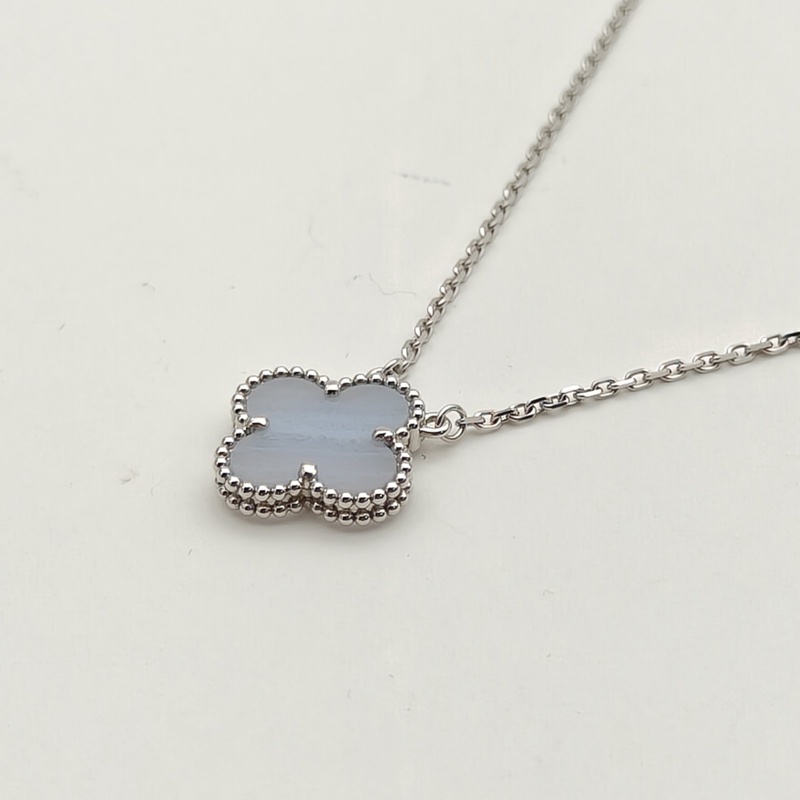 VAN CLEEF&ARPELS VintageAlhambra中號單花項鏈新扣18K白金/紫玉髓-2