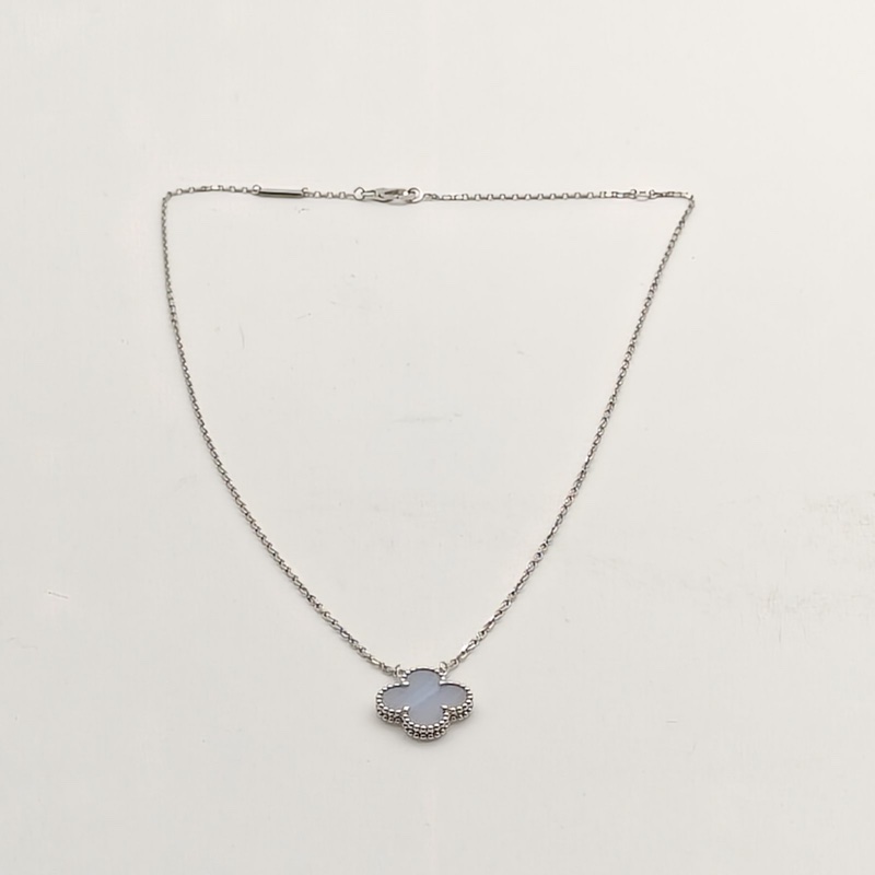 VAN CLEEF&ARPELS VintageAlhambra中號單花項鏈新扣18K白金/紫玉髓-4
