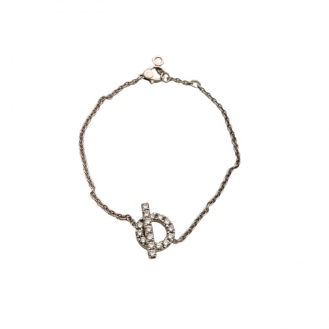 HERMES Finesse小Q手鏈滿鑽18K白金ST