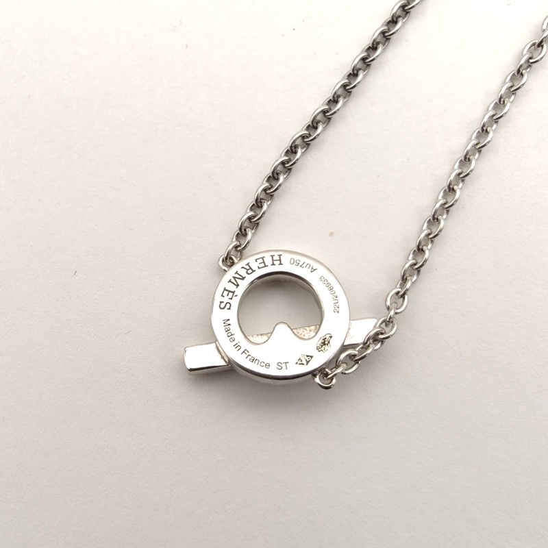HERMES Finesse小Q手鏈滿鑽18K白金ST-1