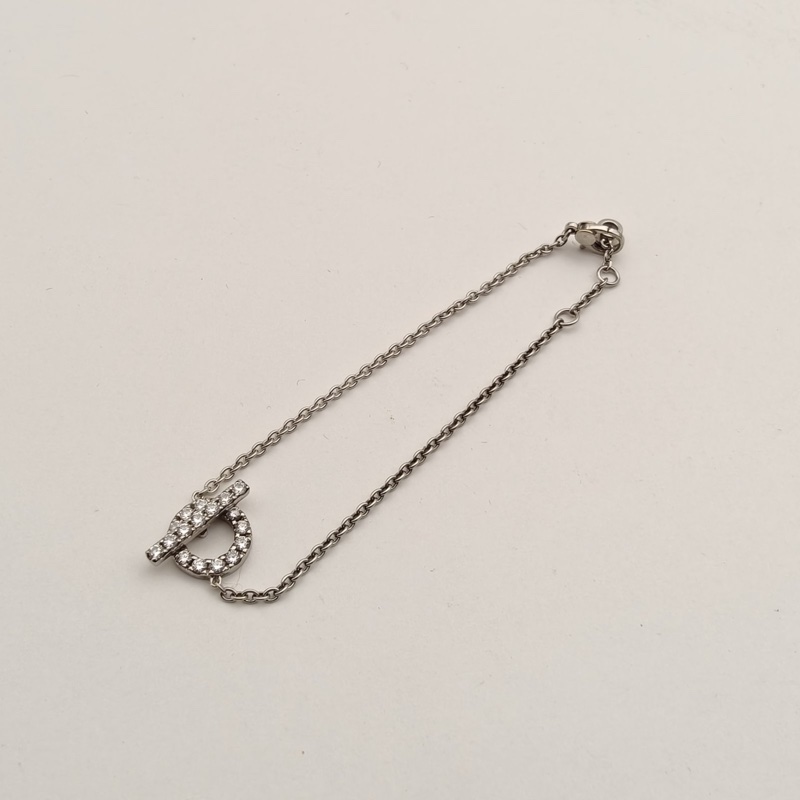 HERMES Finesse小Q手鏈滿鑽18K白金ST-4