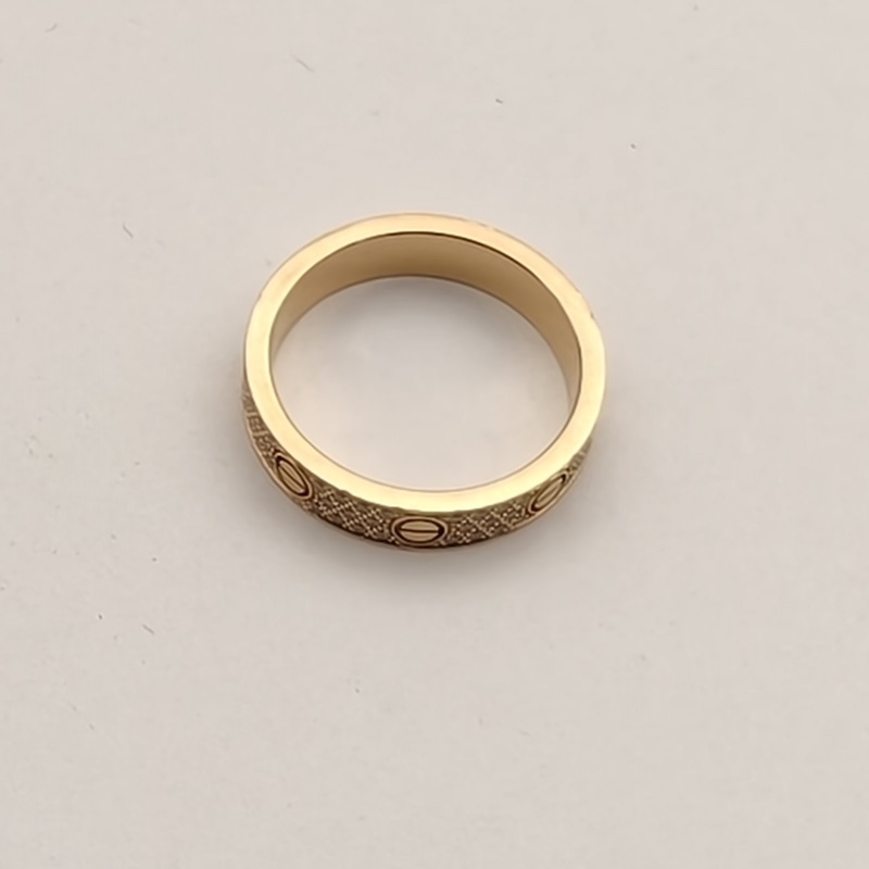 CARTIER LOVE18K金滿鑽三排鑽窄版戒指18K玫瑰金/鑽石51-2