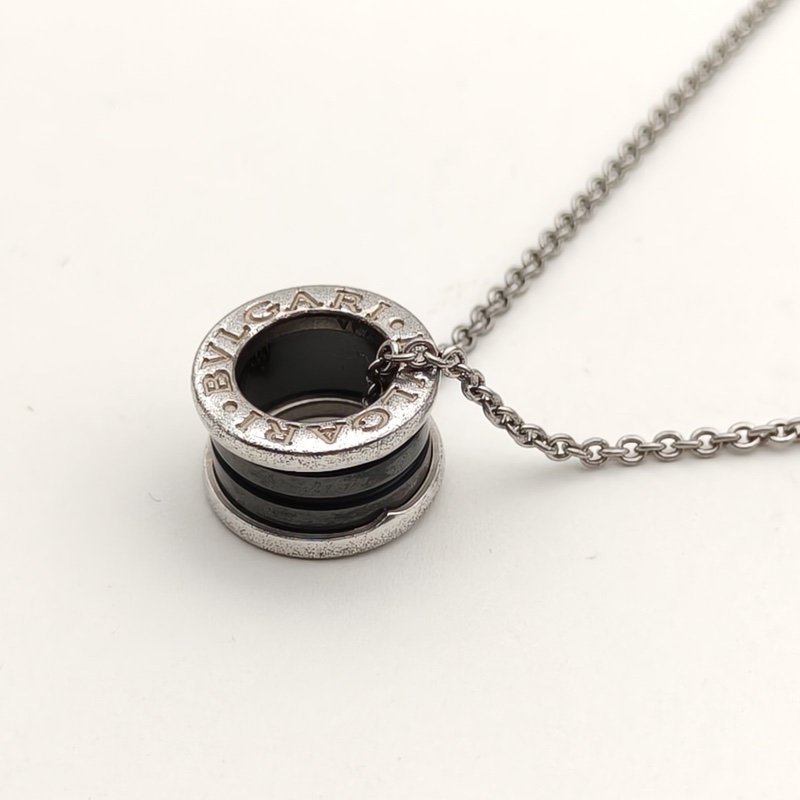 BVLGARI B.ZERO1彈簧項鏈慈善款AG925銀/黑陶瓷-2