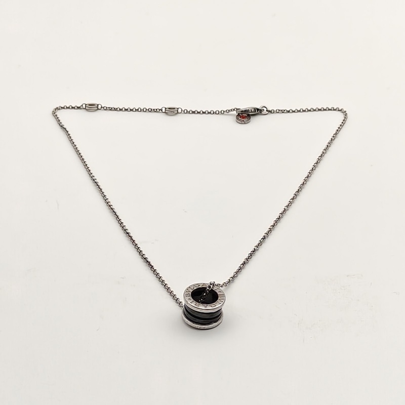 BVLGARI B.ZERO1彈簧項鏈慈善款AG925銀/黑陶瓷-4