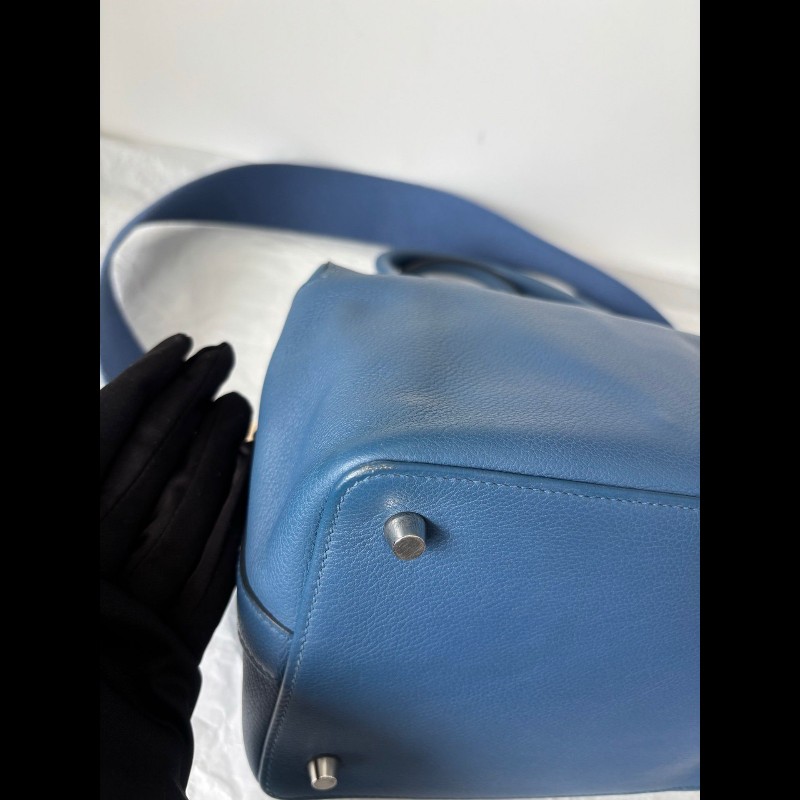 Hermes toolbox 20
牛奶盒子20
瑪瑙藍内拼珍珠灰銀扣
ec皮-9