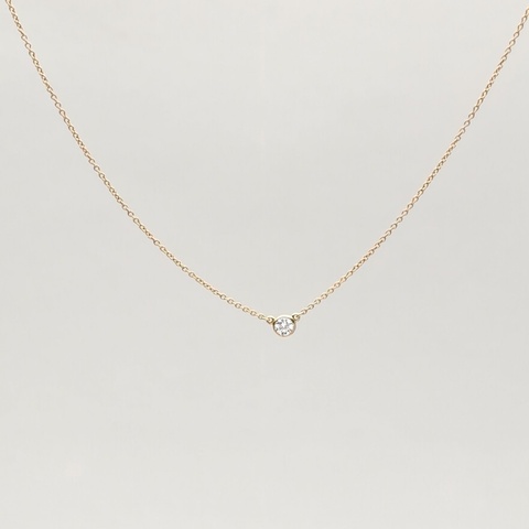 TIFFANY&CO 18K黃金鑽石單鑽泡泡鑽米奇頭項鏈