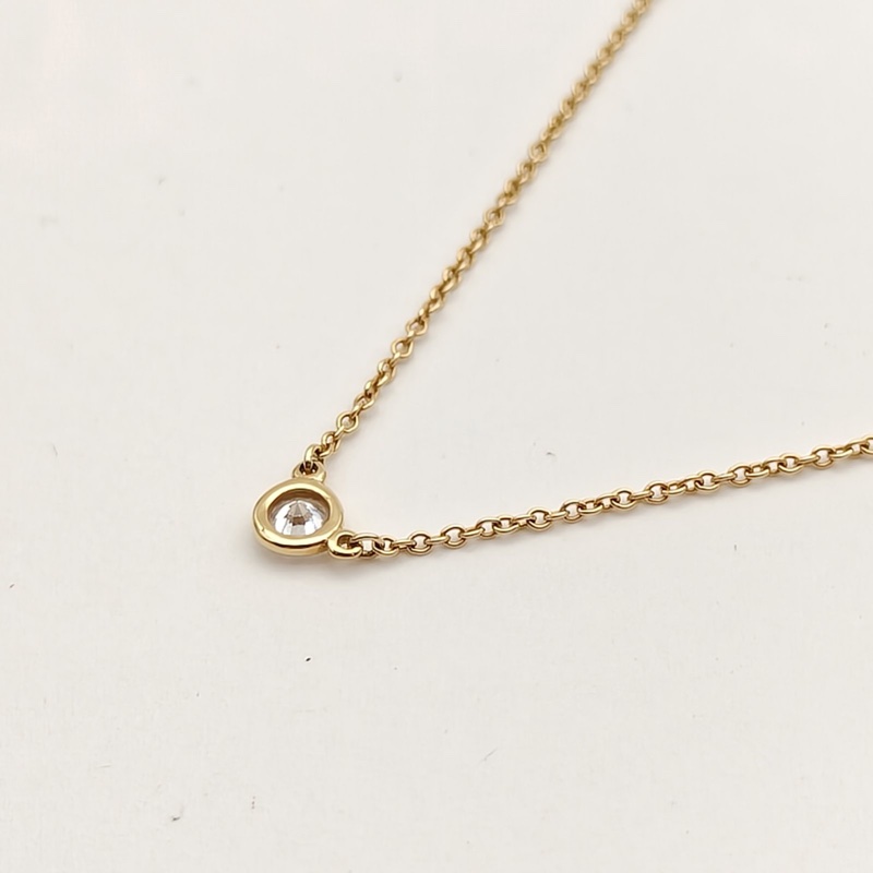 TIFFANY&CO 18K黃金鑽石單鑽泡泡鑽米奇頭項鏈-2