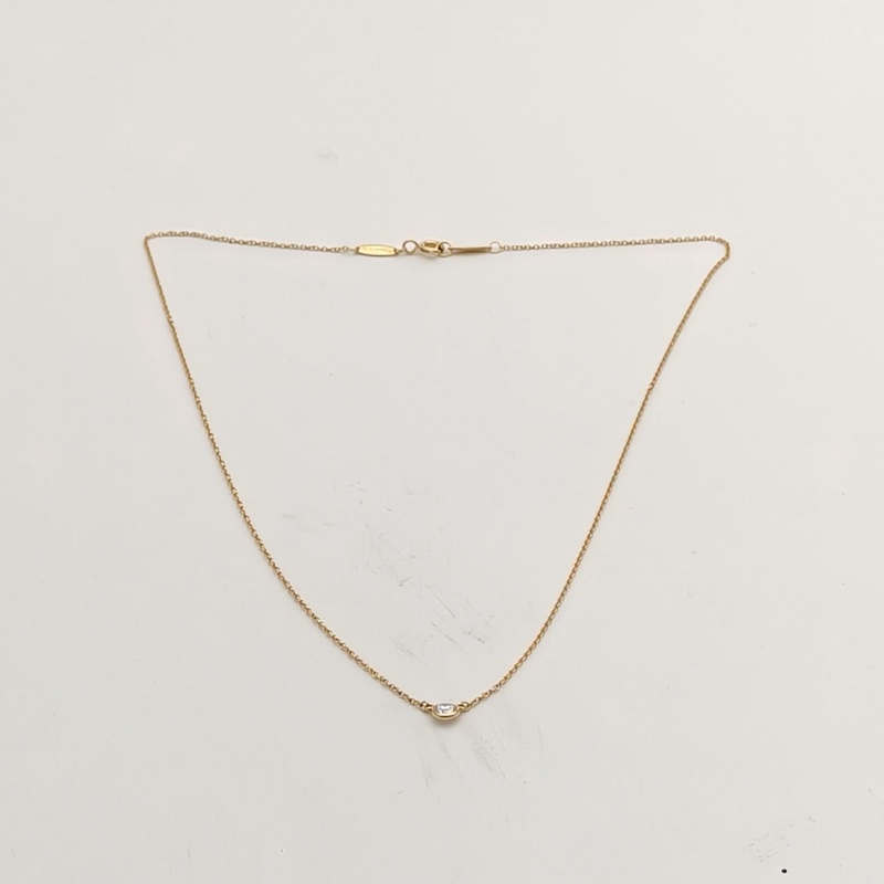 TIFFANY&CO 18K黃金鑽石單鑽泡泡鑽米奇頭項鏈-4