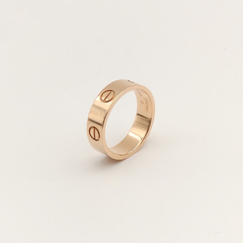 CARTIER LOVE18K金寬版戒指18K玫瑰金55-1