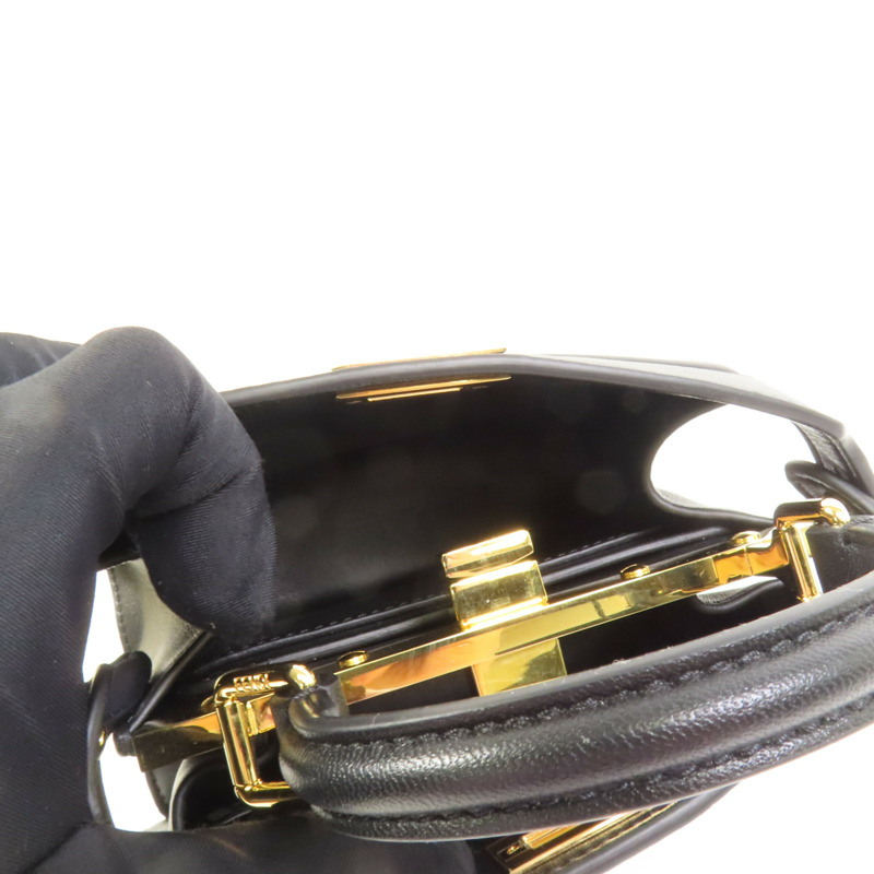 FENDI 牛皮皮革Iconic Peekaboo Micro手挽肩背兩用袋-4