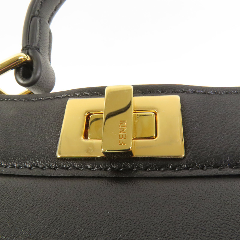 FENDI 牛皮皮革Iconic Peekaboo Micro手挽肩背兩用袋-7