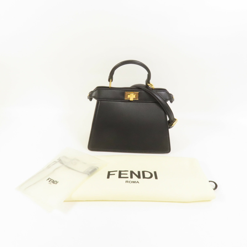 FENDI 牛皮皮革Iconic Peekaboo Micro手挽肩背兩用袋-11